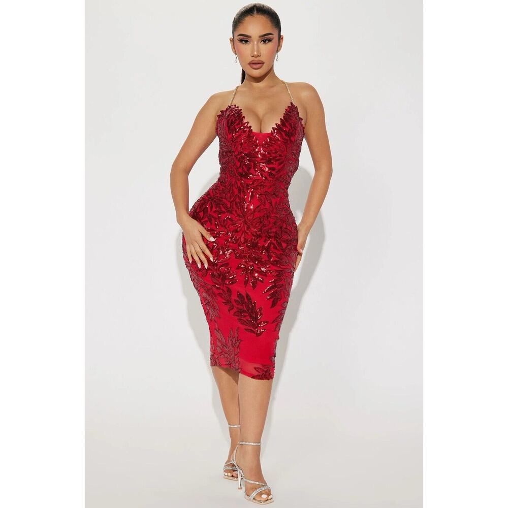 Elegant Red Sequin Dress